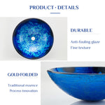 washbasin sink wash hand basin bathroom round blue vessel glass sanitary ware CUPC Certification-Fanwin