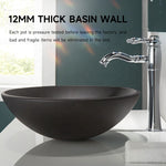 Wash Basin Sink Freestand Pedestal Tempered Glass Bathroom Matte Black Sink CUPC Certification-Fanwin