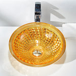 Sink Basin  Bathroom Pedestal Vessel Faucets Tempered Glass Electroplating Orange  CUPC Certification-Fanwin